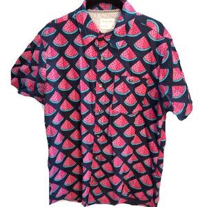 Sovereign Code LA Button Down Navy short sleeve med Shirt WATERMELON Pattern